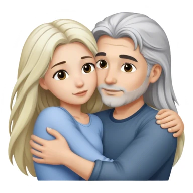 Handsome man with salt and pepper colored hair hugging girl with long blonde hair sticker