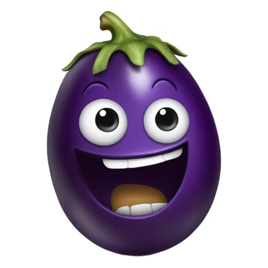 Rolling eye emoji eating egg plant  sticker