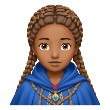 brown skin girl with braided hair, wearing blue cloak sticker