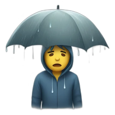 Sad person in rainstorm sticker
