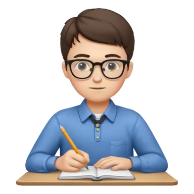 Nerd doing homework sticker