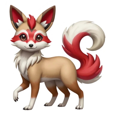 Hyper-realistic Colorful Skilled Adept Graceful Asian Painted Meloetta-Furret-Lycanroc-Zangoose-fusion-hybrid-creature (full body) sticker