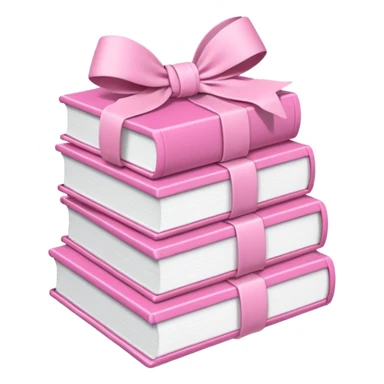Pink Books stacked up and tied together by a white bow sticker