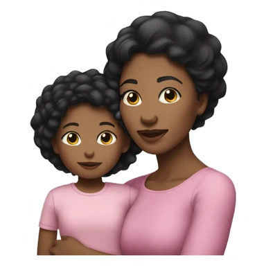 Black hair light skin Mom with her little daughter sticker