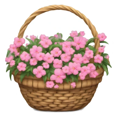 basket with courtyard and  pink flowers  sticker