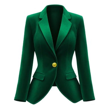 Realistic isolated side view of an open emerald green velvet feminine fashion blazer jacket. sticker
