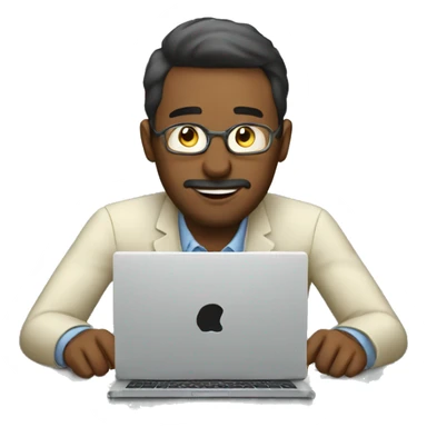 Man working on computer and making much money sticker