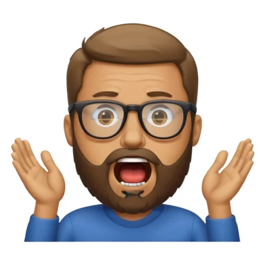 a guy with a beard, glasses and shouting : "FA, FA-TE INCOA" sticker