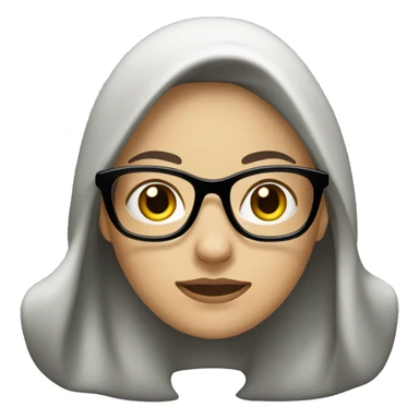 Make an emoji of a woman with a green hat, black glasses, brown hair and a few gray hairs, medium white skin color. With week background sticker