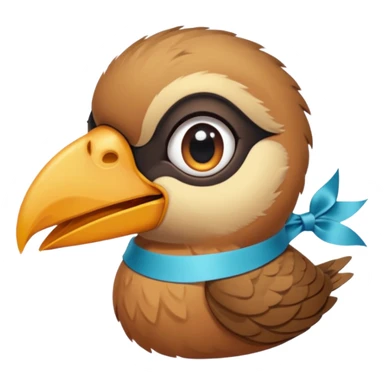bird with piercings on beak and ribbon two eyes sticker