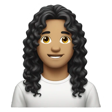 white boy with curly black long hair sticker