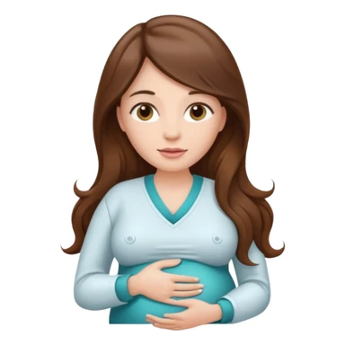 
"Pregnant woman with long brown hair and fair skin wearing a cosmetologist uniform."


 sticker