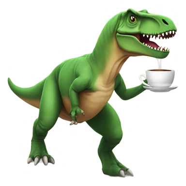 T. rex with tea sticker