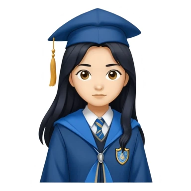 Cho Chang in harry potter, wear hogwarts Ravenclaw uniform, long black hair sticker