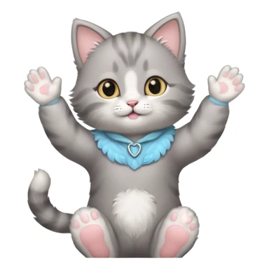 Cute Gray baby girl kitten standing with arms up  sticker