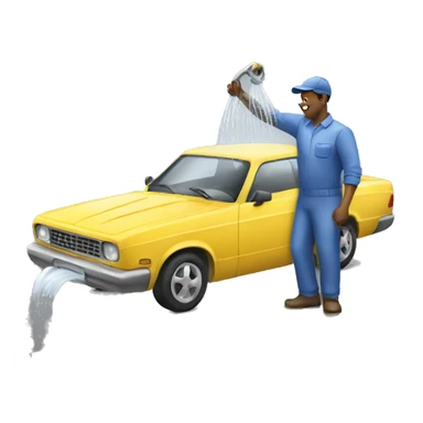 man washing a car sticker