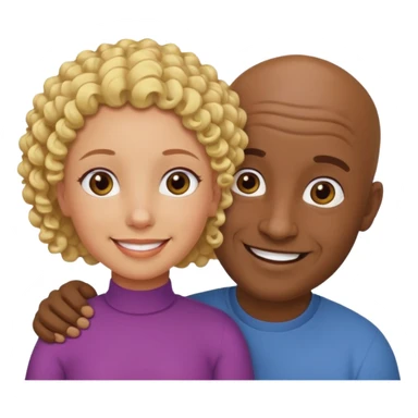 Papá calvo moreno, hija rizada y mamá rubia sticker