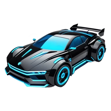 futuristic black and blue cyberpunk car sticker