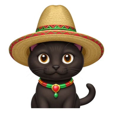 mexican hat black cat sticker