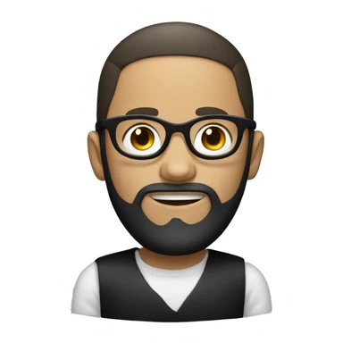 White boy with Black beard and Round glasses, Black clothes sticker
