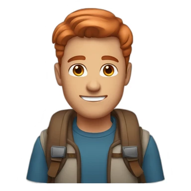hiker man blue eyes slick copper hair clean shaven sticker