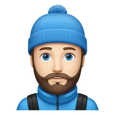 guy with beard, ski hat sticker