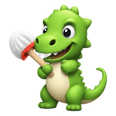 Cute dino holding duster sticker