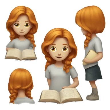ginger girl with a book sticker