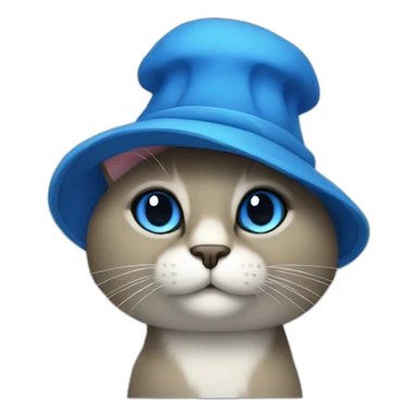 Blue cat with a mushroom hat sticker