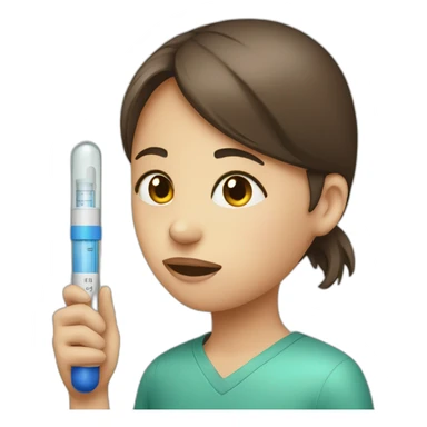 Illness girl with thermometer in the mouth sticker