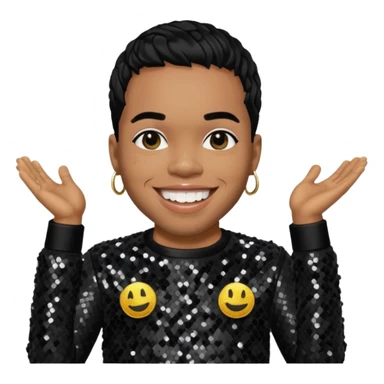 Anderson Paak with black hair, black sequin outfit sticker