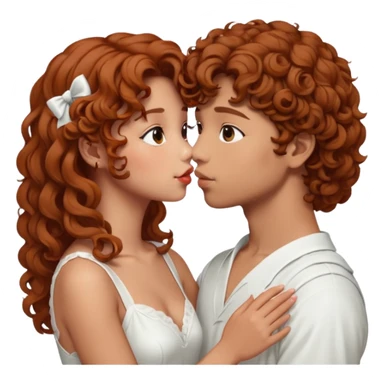 V de BTS qui fait un bisous a une fille avec des cheveux bouclé un peu rouge sticker