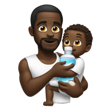 Diddy holding a baby oil taking a picture sticker