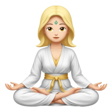 woman meditating in lotus pose, yellow skin, peaceful expression sticker