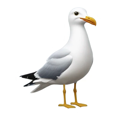 a seagull wearing a navy blue ball cap with G spelling on it  sticker