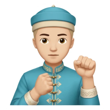 tatar young man with national outfit shows his fist sticker