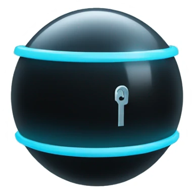 Black sphere with a light blue lock symbo on it sticker