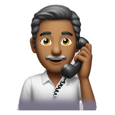 Indian man with funny cat speaking on a desk phone  sticker