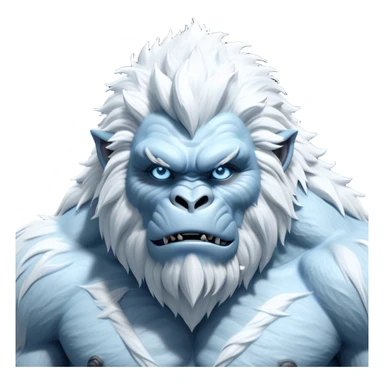 Cinematic Realistic WoW Yeti Portrait, depicted as a majestic, colossal creature of the frozen wilds, with thick, shaggy fur in pristine icy white and subtle pale blue highlights. His powerful, muscular frame and piercing ice-blue eyes exude ancient wisdom and raw strength. Rendered with lifelike texture and natural frosty lighting, high shine, noble and imposing, capturing the essence of a legendary yeti guardian. sticker
