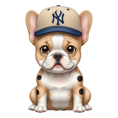 french bulldog with cap (logo New York  Yankes) sticker