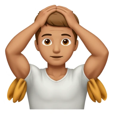 A man holding his neck with both arms sticker