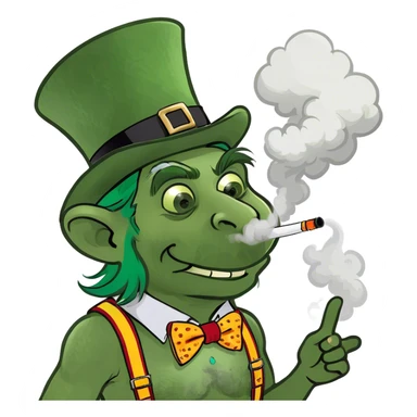Leprechaun troll blowing big clouds Loompa sticker