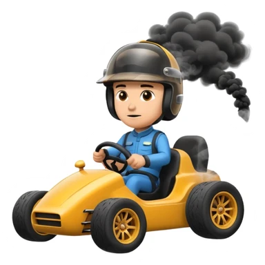 drifting car with tires smoke and a driver with a helmet in the car sticker