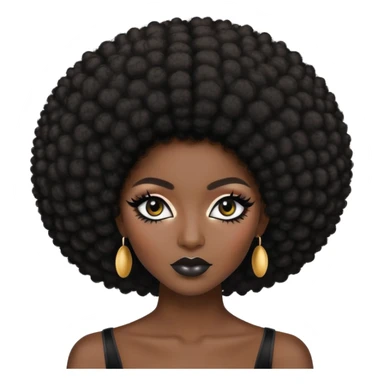 dark skin baddie,pretty makeup, black eyeliner, afro hair sticker