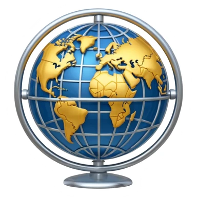 gear and globe, with circuit-style connected nodes, representing global system configuration and connectivity. sticker