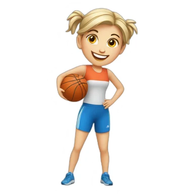 full-length cheerful European girl doing sports sticker