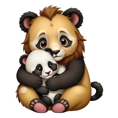 Cute Lion hug panda baby sticker