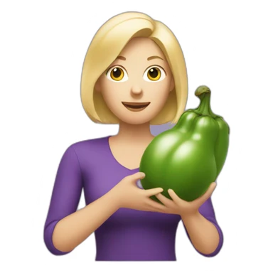 blonde woman holding a brinjal in her hands sticker