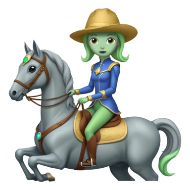 lady alien on horse sticker