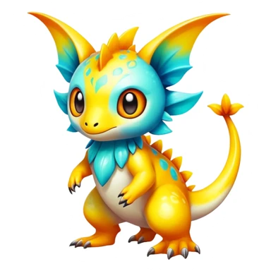 Exotic tropical shiny rare epic cute Fakémon-creature, full body, with random markings sticker